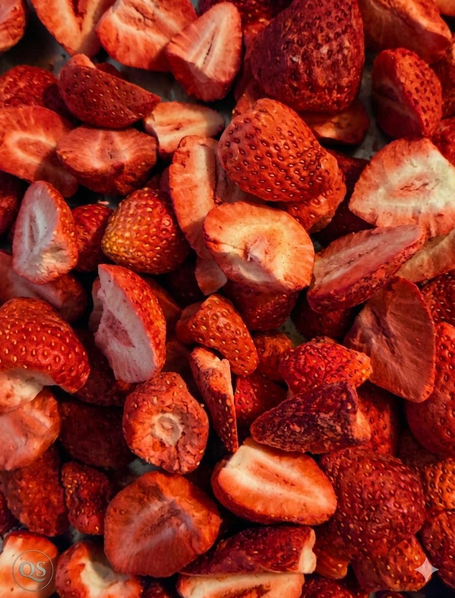Close-up of freeze dried strawberries